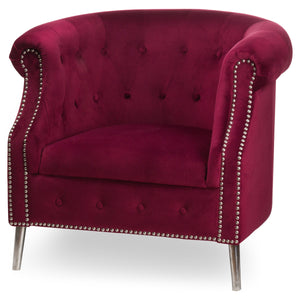 Aubergine Velvet Chesterfield Tub Chair