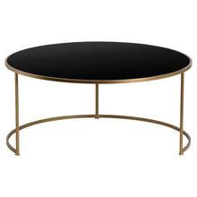 Set Of Two Antique Bronze Side Tables With Black Glass