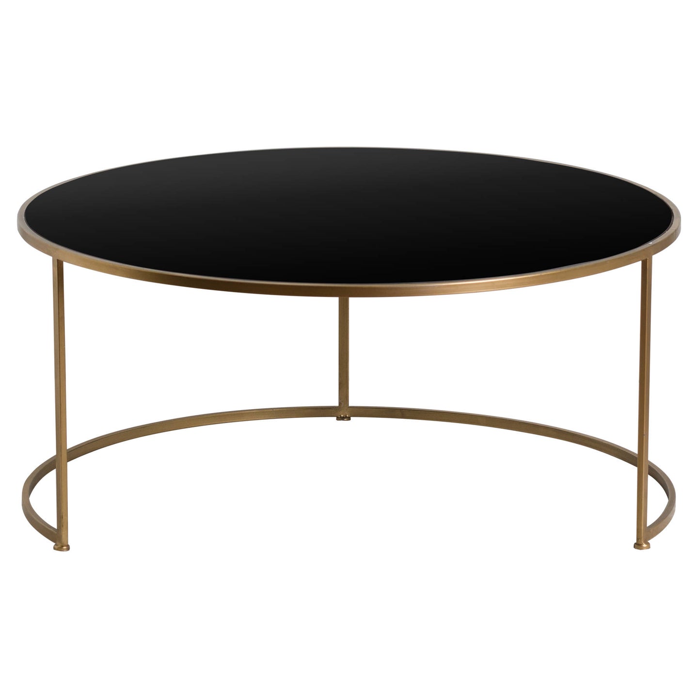 Set Of Two Antique Bronze Side Tables With Black Glass