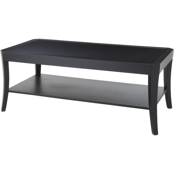 Hyde Coffee Table, Black Glass with Bottom Shelf