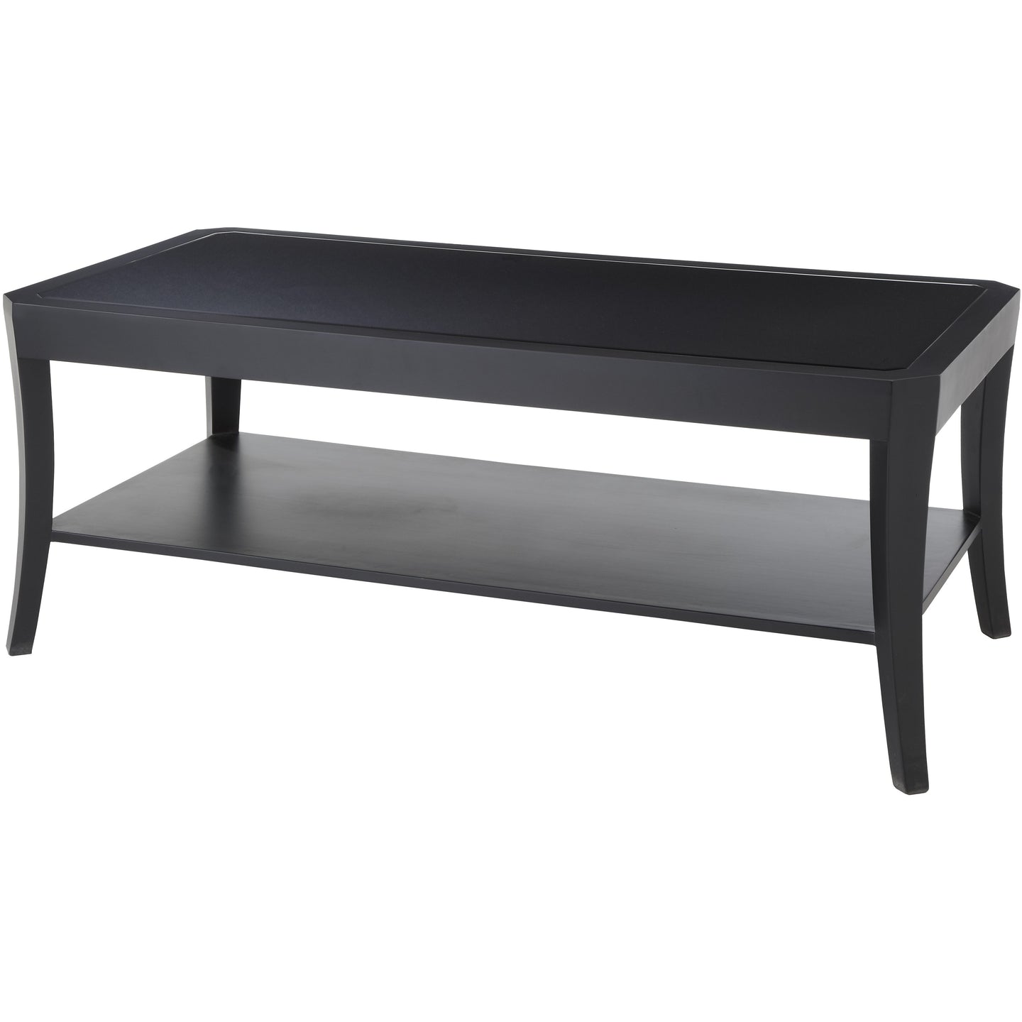 Hyde Coffee Table, Black Glass with Bottom Shelf