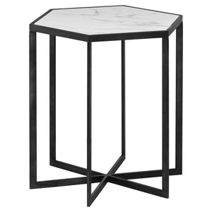 Grey And Marble Hexagonal Side Table