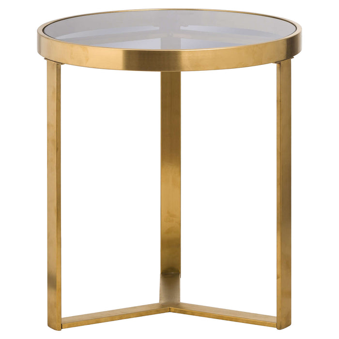 The Edwin Stainles Round Side Table In Brushed Brass