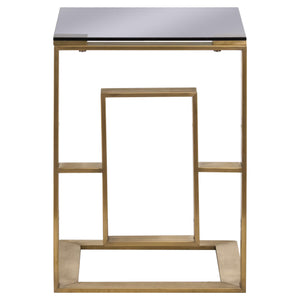 The Edwin Stainless Sofa Table In Brushed Brass