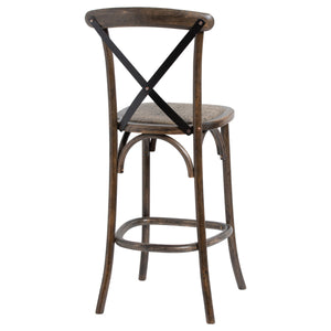 Oak Cross Back Bar Stool