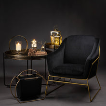 Flynn Framed Black Velvet Club Chair