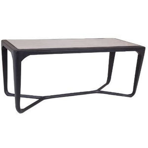 Moneen Black Shagreen Coffee Table with Glass Top and Cross Legged Frame
