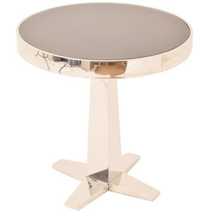 Aria, side table in stainless steel, eucalyptus print