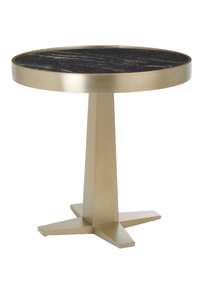 Aria Side Table Satin Champagne Eucalyptus Print