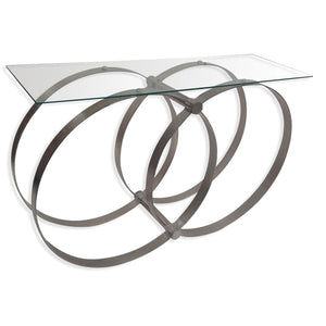 Union Glass Console Table - Silver Finish