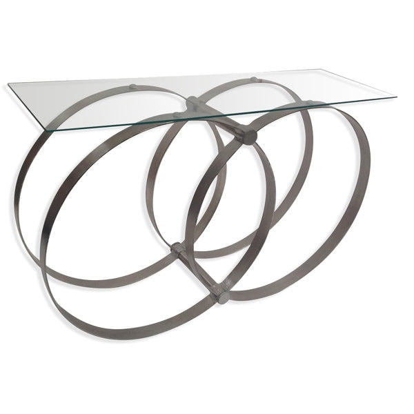 Union Glass Console Table - Silver Finish