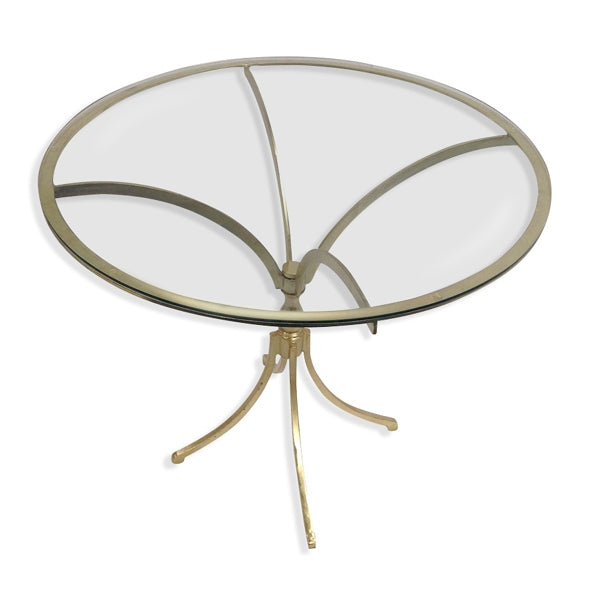 Eris Glass Top Round Coffee Table - Gold Finish