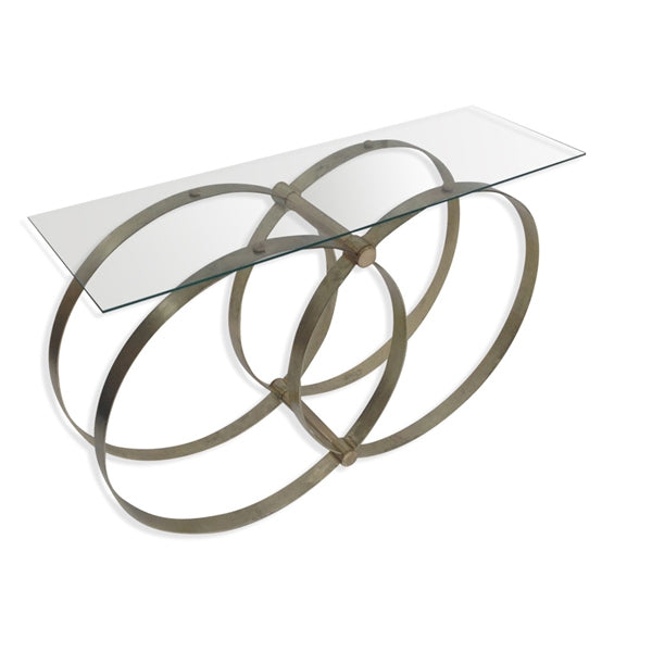 Union Glass Console Table - Gold Finish