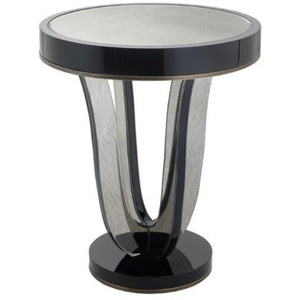 Termon Gloss Black & Antique Mirror Side Table
