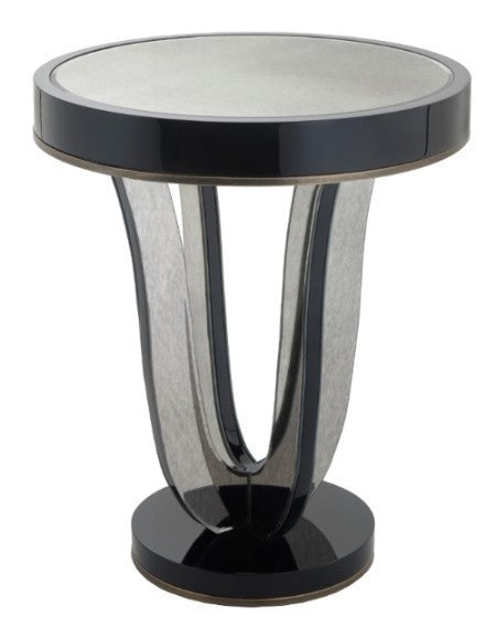 Termon Gloss Black & Antique Mirror Side Table