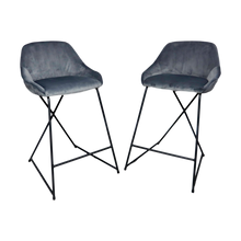 Grey Velvet Barstool (Set of 2)