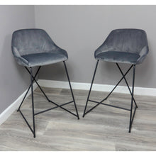 Grey Velvet Barstool (Set of 2)