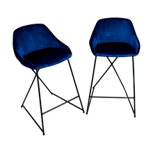 Navy Blue Velvet Barstool (Set of 2)