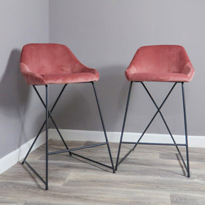 Rose Velvet Barstool (Set of 2)