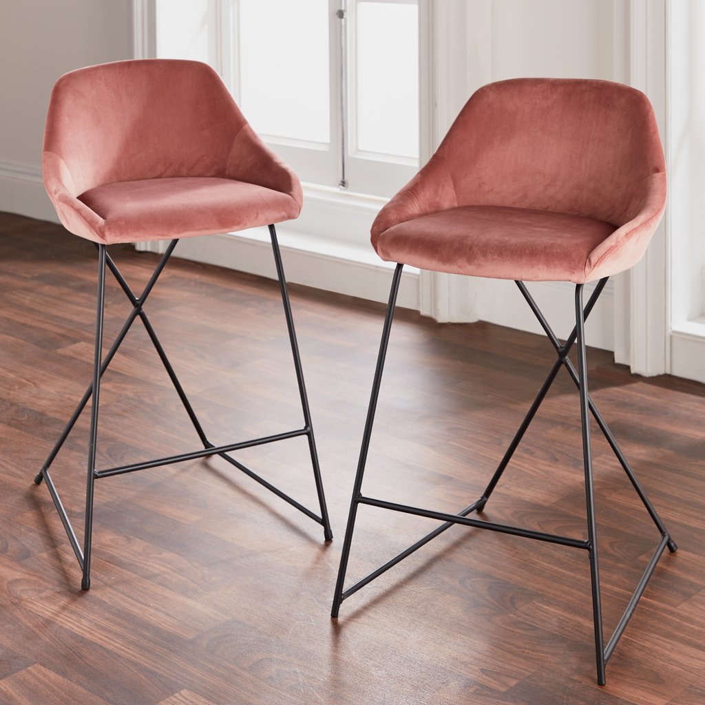 Rose Velvet Barstool (Set of 2)