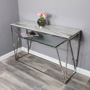 Marble Glass Console Table