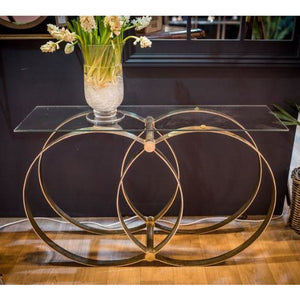 Union Glass Console Table - Gold Finish