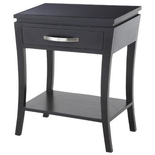 Glass Top Black Side Table
