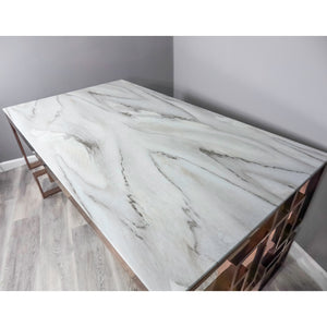 Marble Glass Rose Gold Dining Table