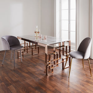 Marble Glass Rose Gold Dining Table