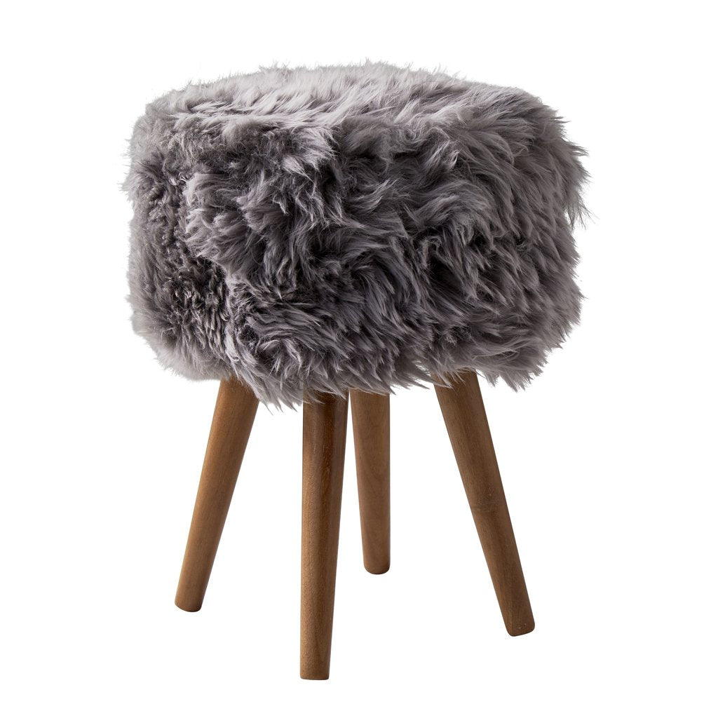 Grey fur shop stool