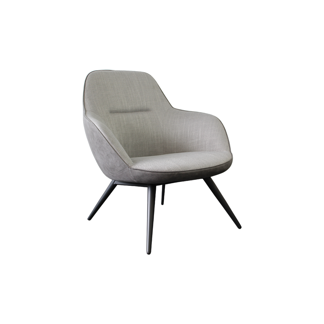 PU Leather and Beige Fabric - Armchair