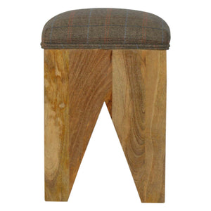Solid Wood Cut Out Stool with Multi Tweed Seat Pad