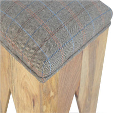 Solid Wood Cut Out Stool with Multi Tweed Seat Pad
