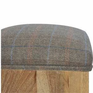 Solid Wood Cut Out Stool with Multi Tweed Seat Pad