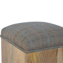 Solid Wood Cut Out Stool with Multi Tweed Seat Pad