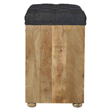Shoe Storage Bench With Upholstered Black Tweed Seat