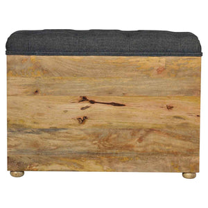 Shoe Storage Bench With Upholstered Black Tweed Seat