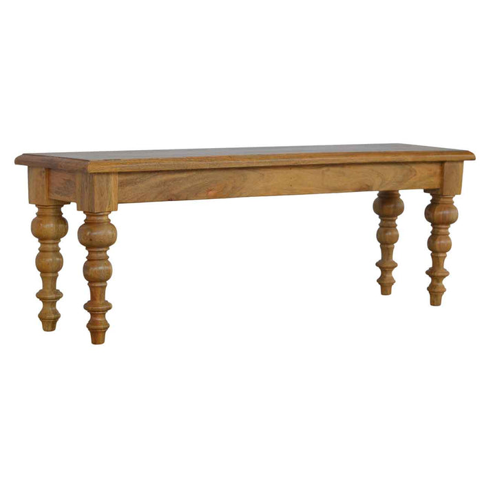 Solid Wood Bench with Hand Turned Feet