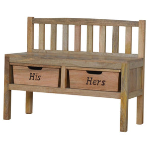 'His & Hers' Carved Storage Bench