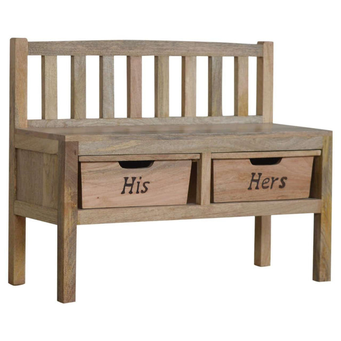 'His & Hers' Carved Storage Bench