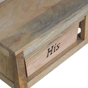 'His & Hers' Carved Storage Bench