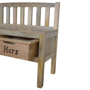 'His & Hers' Carved Storage Bench