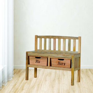 'His & Hers' Carved Storage Bench