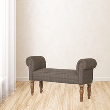 Multi Tweed Bedroom Bench with Turned Feet