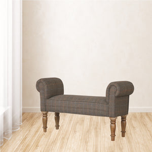 Multi Tweed Bedroom Bench with Turned Feet