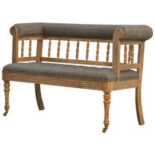 Hallway Bench Upholstered in Multi Tweed with Casters