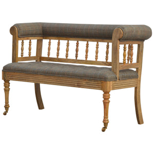 Hallway Bench Upholstered in Multi Tweed with Casters