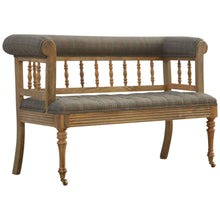 Hallway Bench Upholstered in Multi Tweed with Casters
