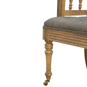 Hallway Bench Upholstered in Multi Tweed with Casters