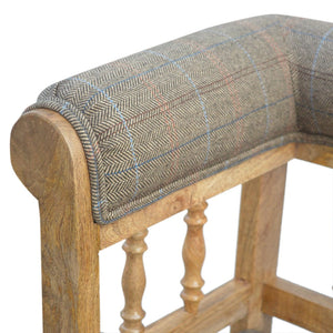Hallway Bench Upholstered in Multi Tweed with Casters